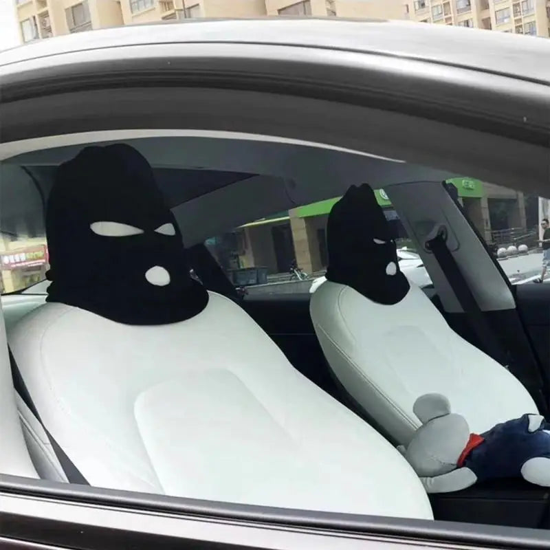 Funny Car Seat Headrest Cover | Ski Mask Style Decoration