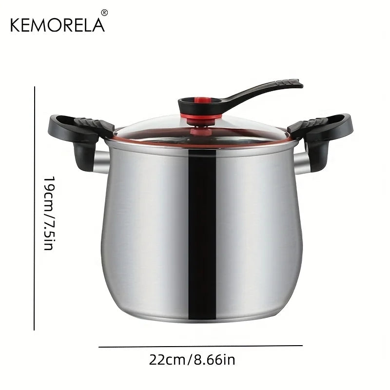 KEMORELA 22cm Stainless Steel Stockpot with Glass Lid | Induction