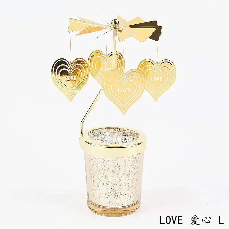 Gold Romantic Rotating Candlesticks Home Christmas Party Decoration