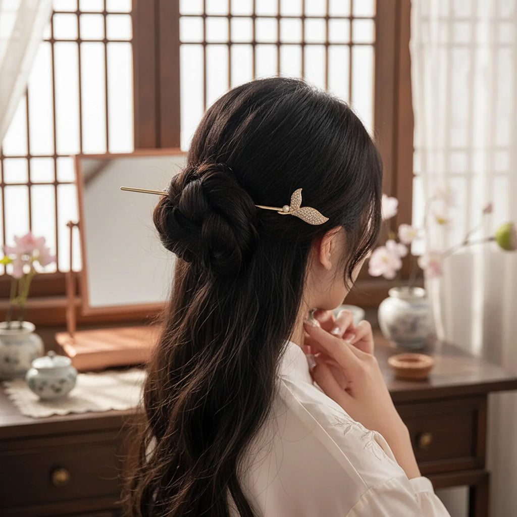 Pearl Mermaid Hairpin | Elegant Alloy Hair Clip for Women