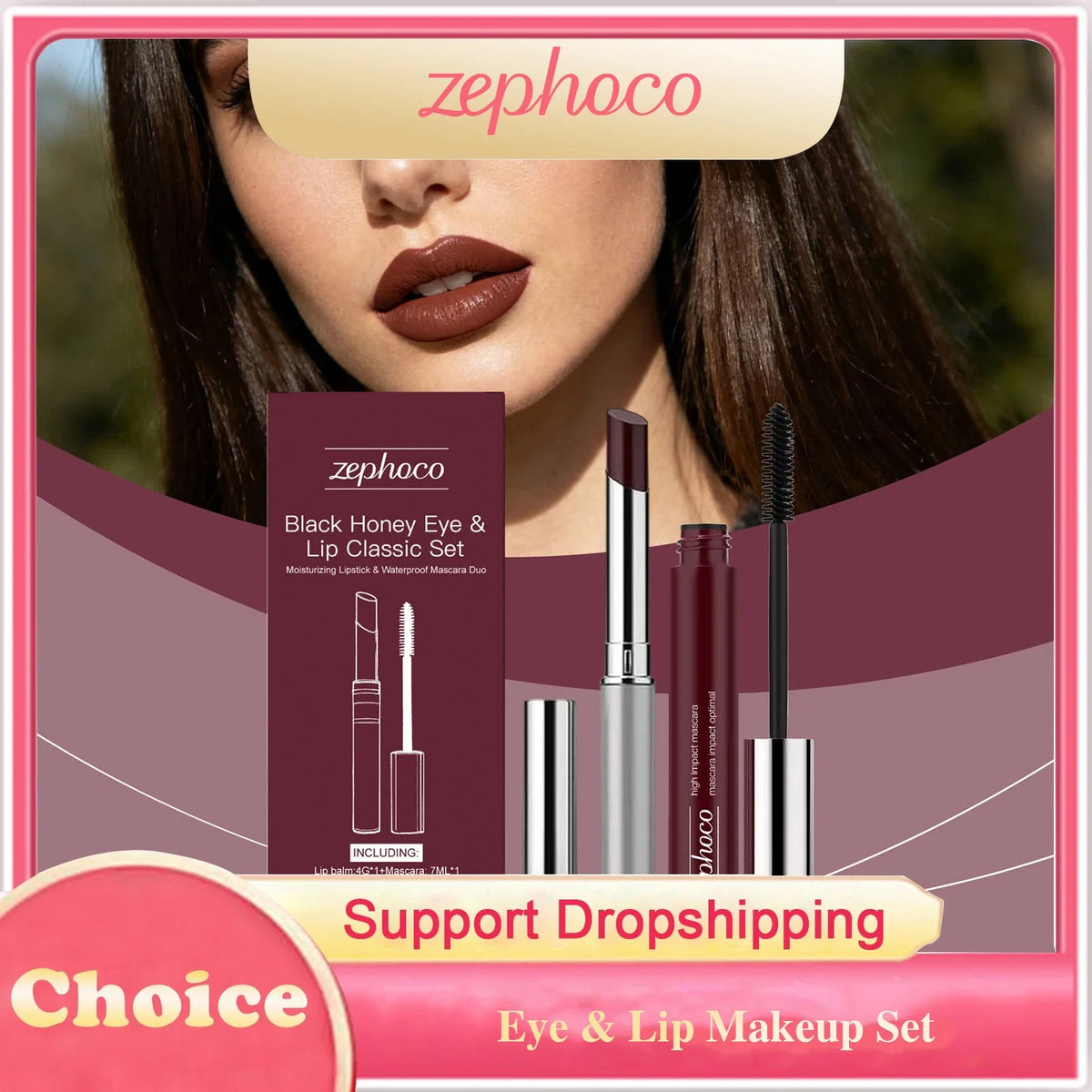 Black Honey Mascara & Plumping Lip Gloss Set – Waterproof Makeup