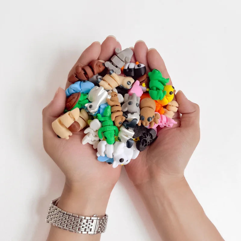 3D Printed Mini Animals Multi-joint Rotatable Fidget Toys Office Desk