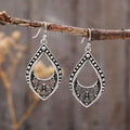 Huitan Vintage Leaf Dangle Earrings – Boho Hollow Flower Drop