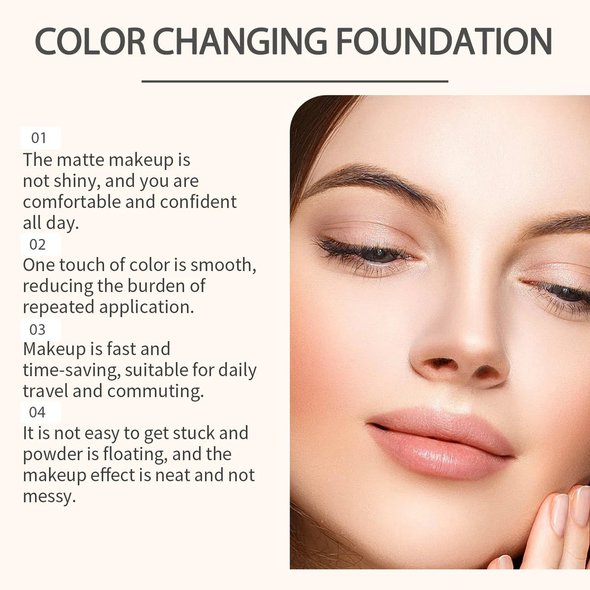 Color Changing Liquid Foundation – Waterproof, Skin Tone Match