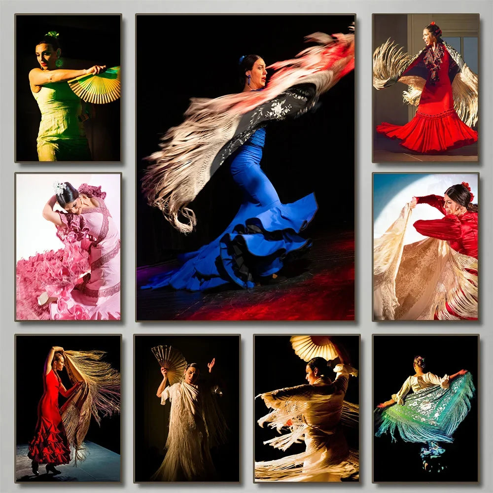 Flamenco Dancer Canvas Wall Art | Red Dress Spanish Gitana