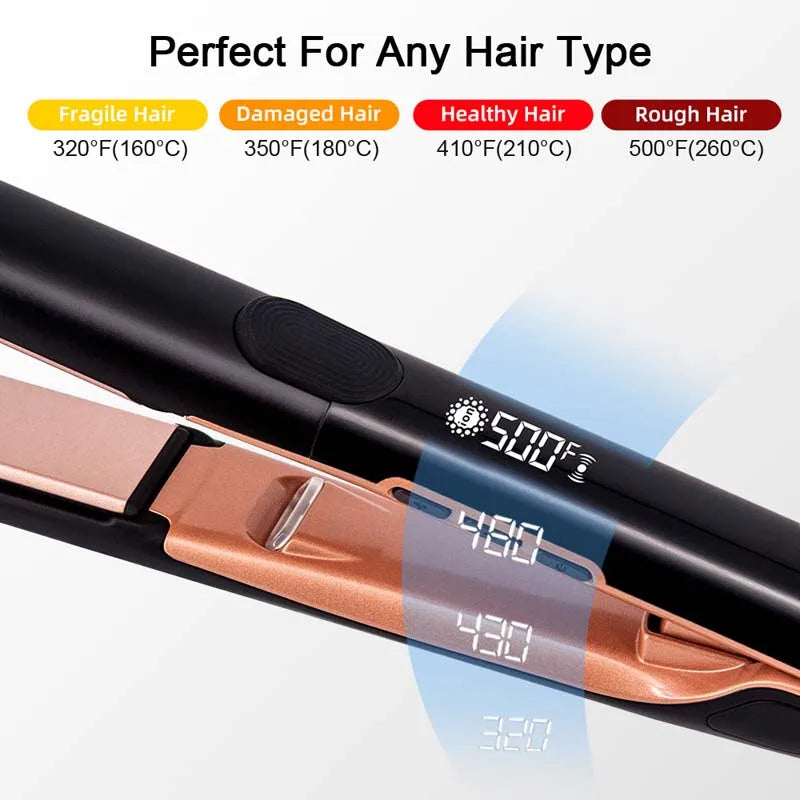 Wide Plate Ceramic Negative Ion Hair Straightener | Salon Flat Iron