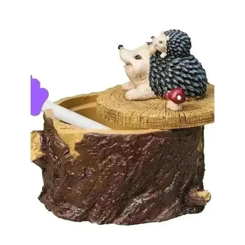 Resin Ashtray with Lid – Animal Statue Cigar Ash Holder Decor