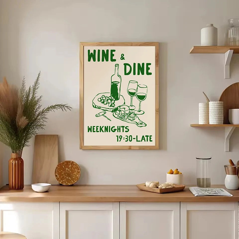 Retro Minimalist Kitchen Coffee Canvas Wall Art | Unframed Print