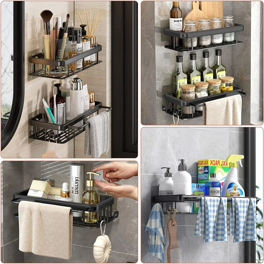No-Drill Aluminum Corner Shower Shelf | Bathroom Organizer