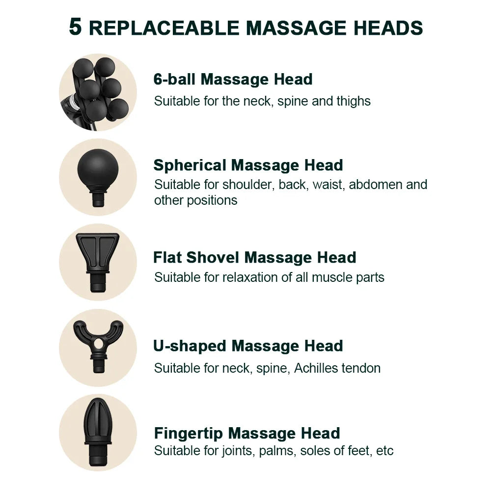 6-Head Handheld Fascia Massage Gun | 6-Speed 4000 RPM