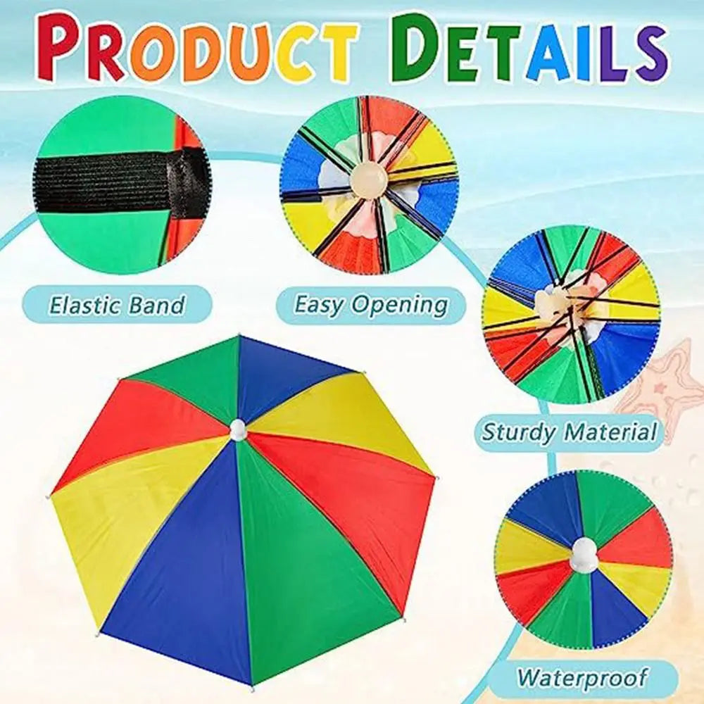 Foldable Hands-Free Umbrella Hat – Windproof Sun & Rain Cap