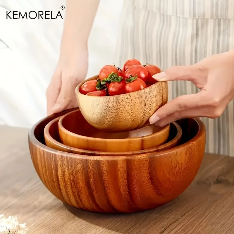 Acacia Wood Salad Bowl – Eco-Friendly Fruit & Serving Bowl