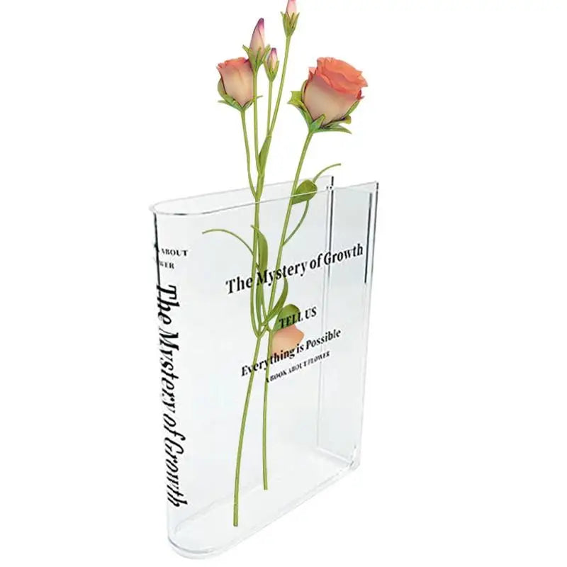 Clear Book Vase Aesthetic Acrylic Unique Flower Cute Bookshelf Decor