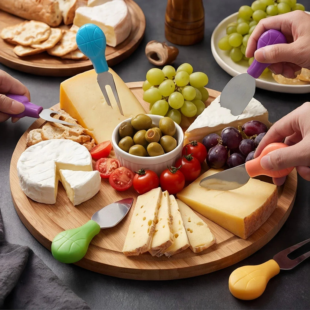 5-Piece Stainless Steel Cheese Knife Set – Fork & Spreader