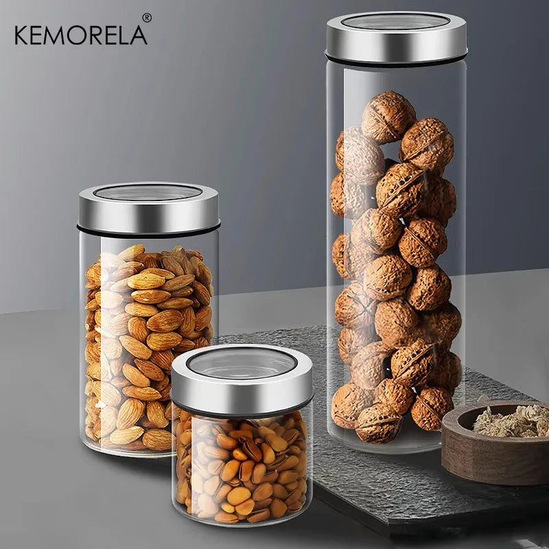 KEMORELA Glass Airtight Storage Jar – Coffee, Cereal & Snacks