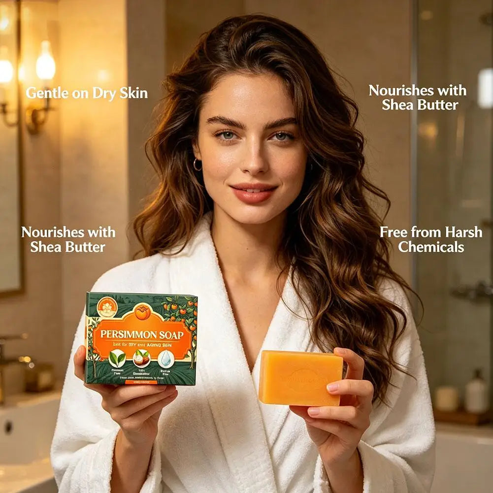 Persimmon Soap Bar Body Odor Green Tea Extract Men Women Gentle All