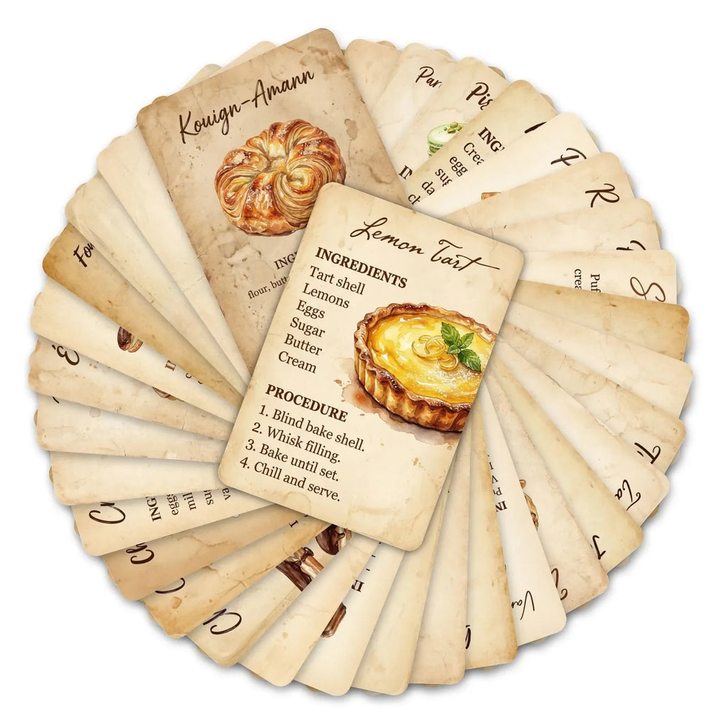 36 Vintage Dessert Recipe Booklets – Retro Baking Gift Card Set