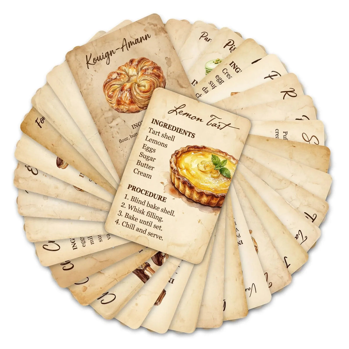 36 Vintage Dessert Recipe Booklets – Retro Baking Gift Card Set
