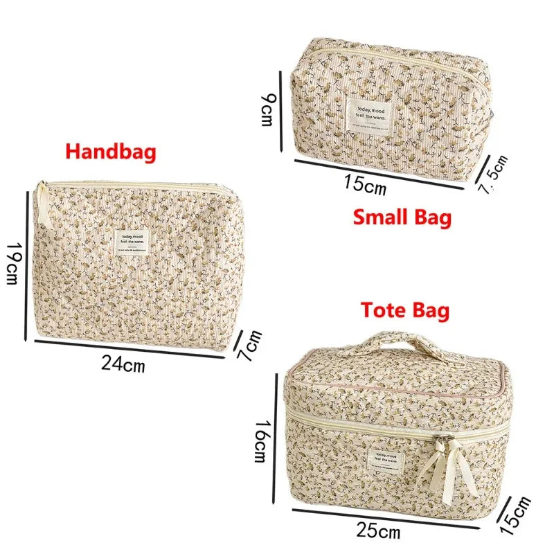 Wholesale Vintage Women Floral Print Cosmetic Pouch Handbag Travel