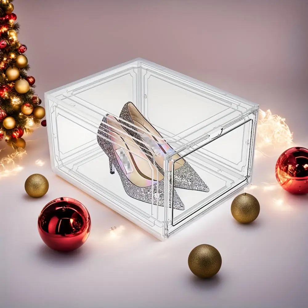Shoe Storage Box Clear Stackable Organizer Closet Space Saving