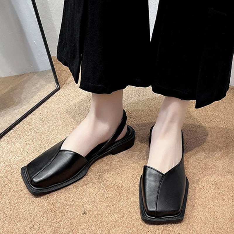 Women's Square Toe Slip-On Loafers | Butterfly-Knot Flats