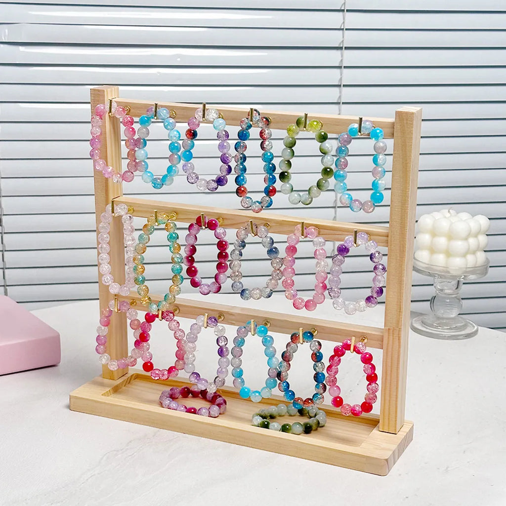 Wooden Bracelet Rack Earring Storage Store Jewelry Display Collection