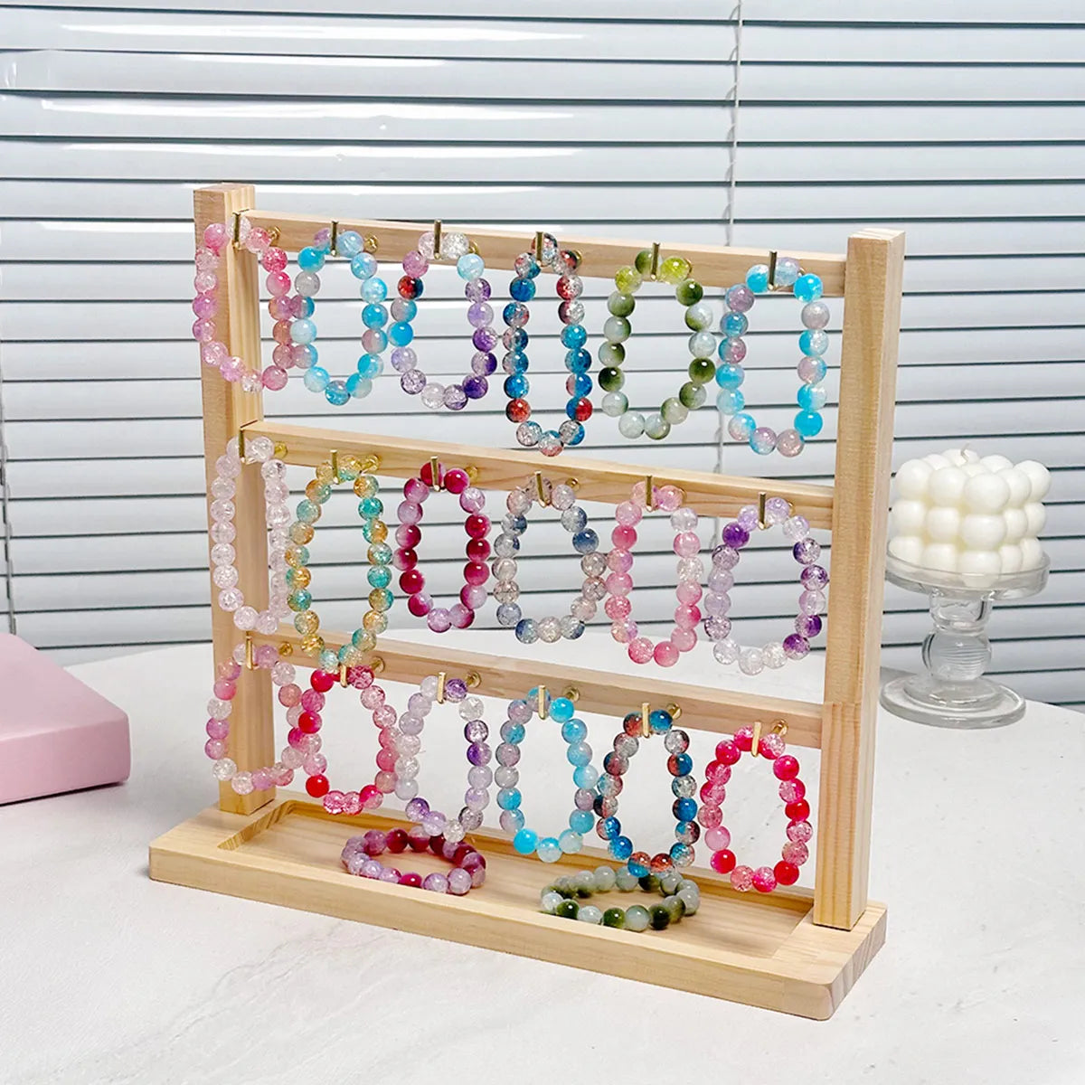Wooden Bracelet Rack Earring Storage Store Jewelry Display Collection