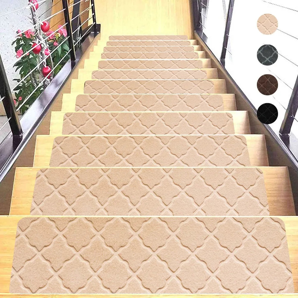 Self-adhesive Staircase Mat Non-slip Soft Stripe Stair Tread Carpet