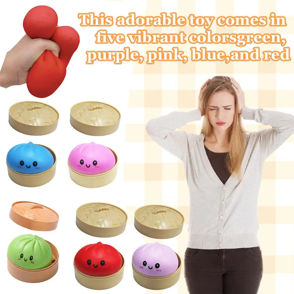 Dumpling Squishy Squeeze Toy – Colorful Soft TPR Fidget Ball