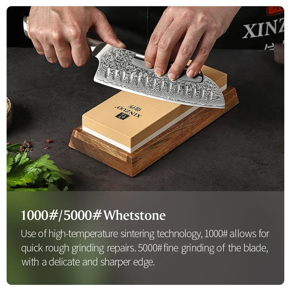 XINZUO Double-Sided Whetstone 1000/5000 or 3000/8000 Grit + Guide