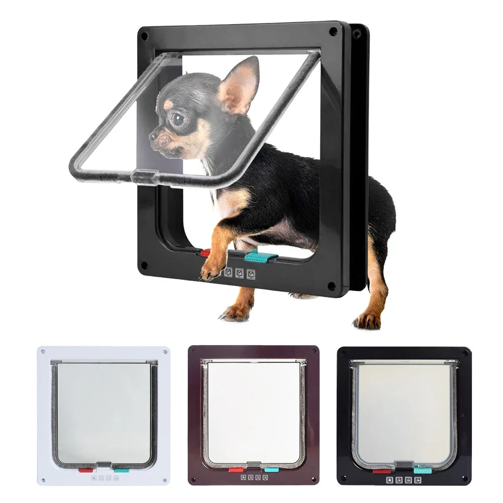 Dog Cat Kitten Flap Puppy Safety In&out Pet Door 4 Way Security Lock