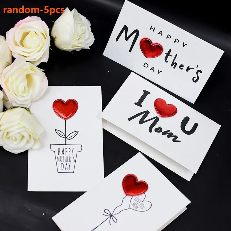 5-Pack Heart Greeting Cards – Mother's Day, Birthday & More
