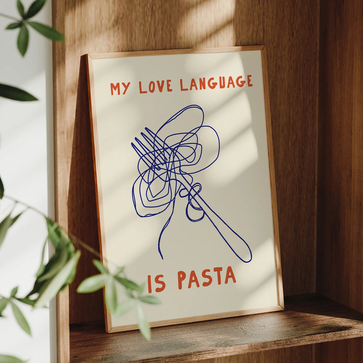 "My Love Language Is Pasta" Funny Kitchen Canvas Wall Art