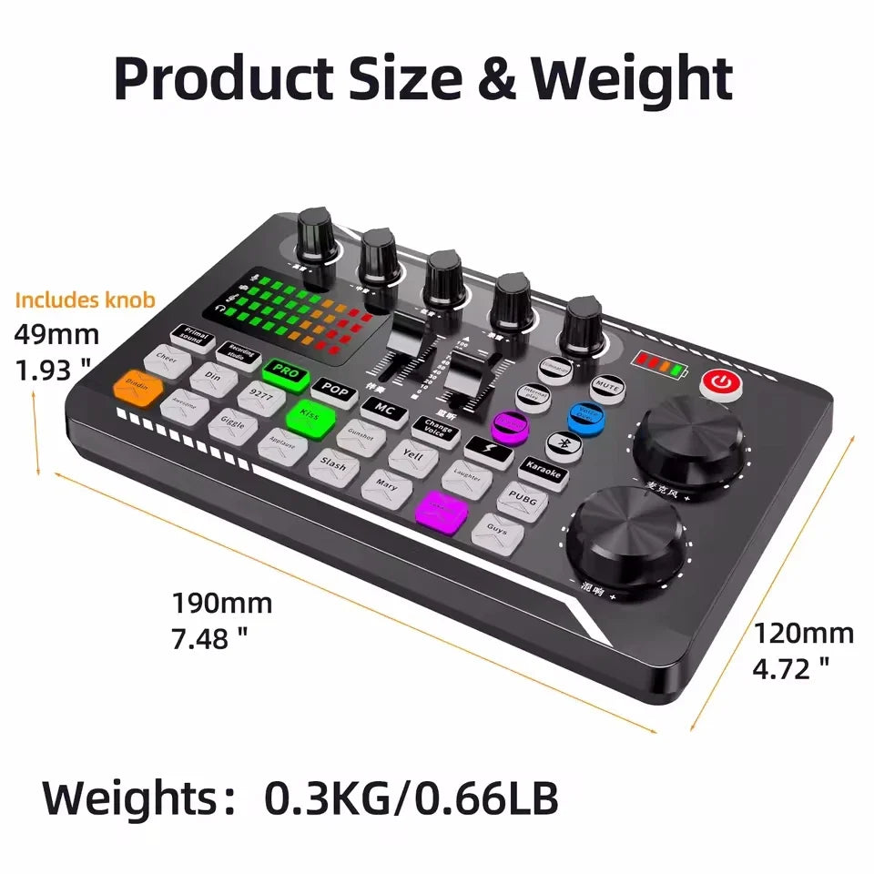 AyeBeau F988 Bluetooth Sound Card Mixer & Condenser Mic