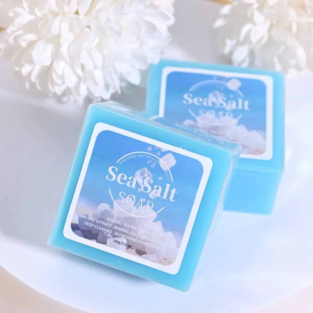 Sea Salt & Hyaluronic Acid Handmade Soap – 100g Travel Bar