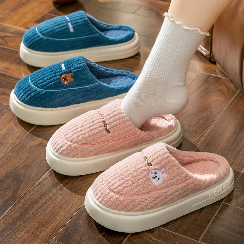 Men's Cotton Winter Slippers – Warm Anti-Slip Indoor Home Shoes
