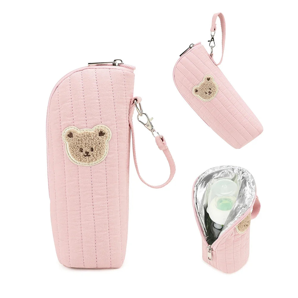 Plush Bear Baby Bottle Insulated Warmer Bag | Travel & Stroller