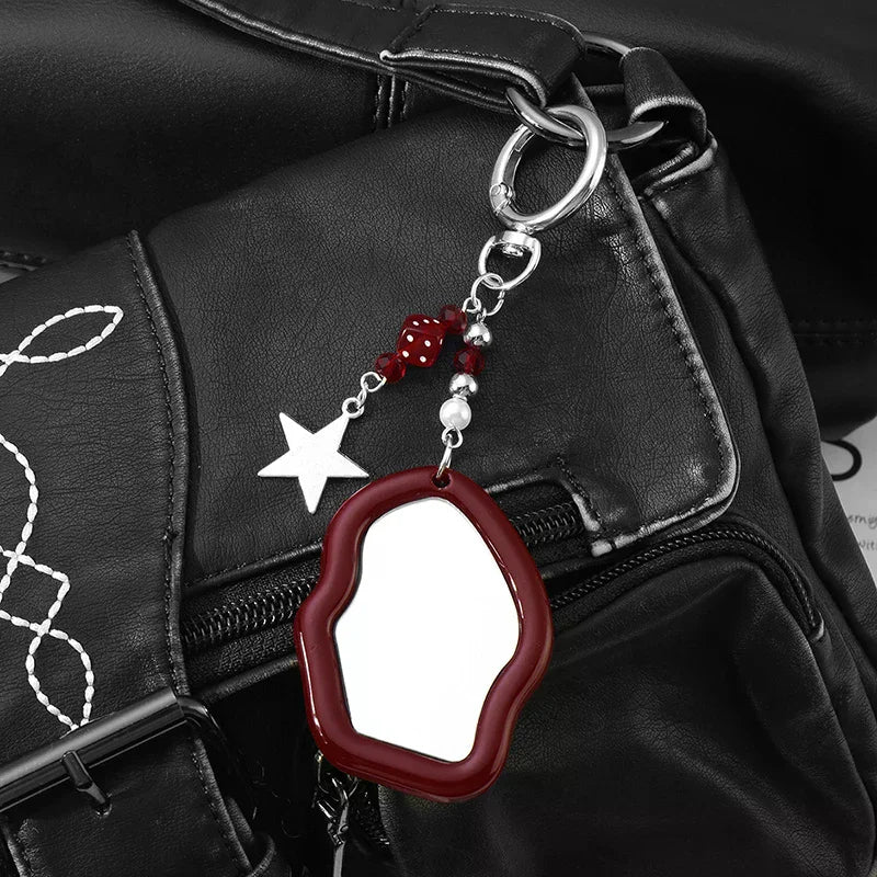 Y2K Red Bow Mirror Charm Keychain | Bag & Phone Pendant