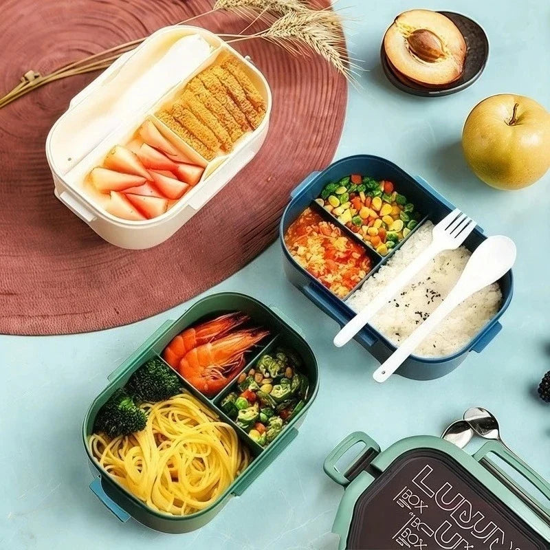 Double Layer 4-Compartment Bento Box 1000ml | Leak-Proof