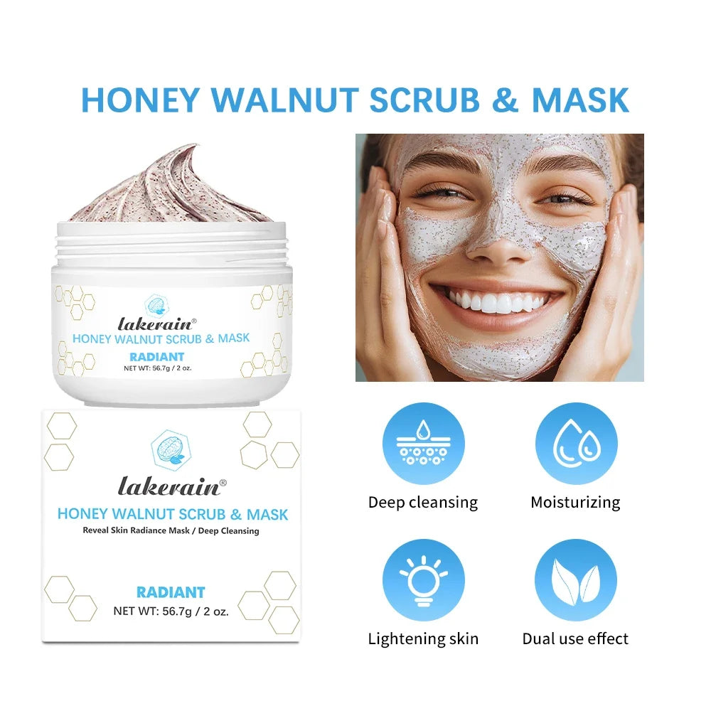 Honey Walnut Facial Scrub & Mask – Brighten & Exfoliate