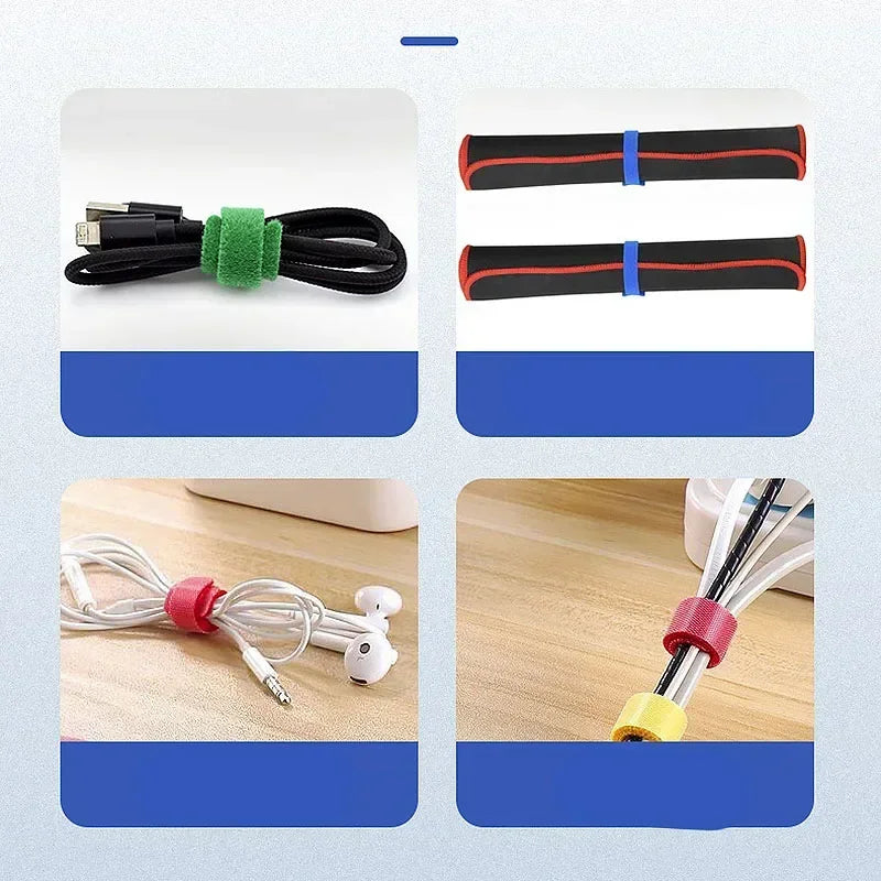 Reusable Self-Adhesive Nylon Cable Ties – Hook & Loop Colors