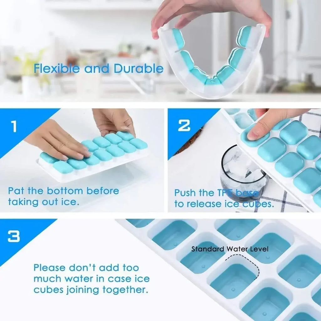 14-Grid Silicone Ice Cube Tray with Lid – Reusable Mold
