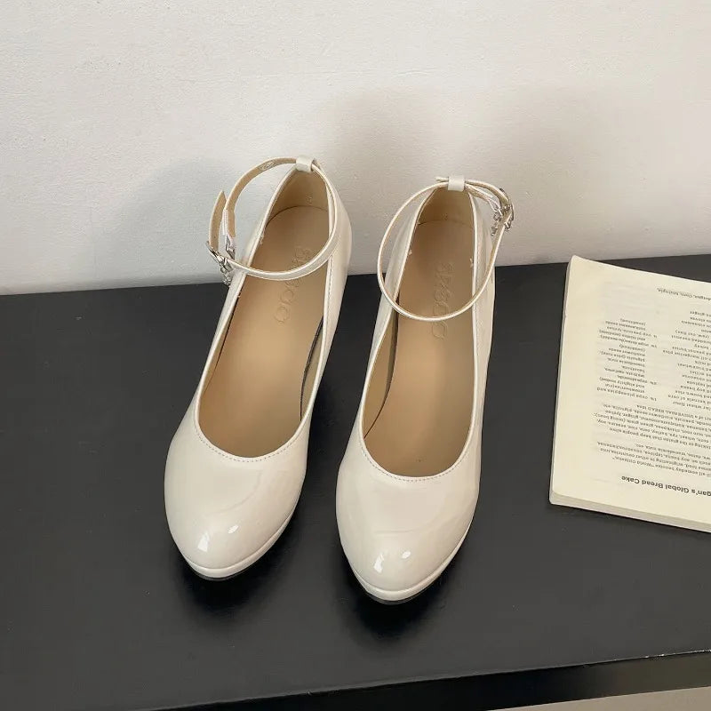 Women's Mary Jane Pumps – Ankle Strap Square Heel Dress Shoes