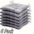 6-Pack Thick Square Chair Cushions Soft Fiber Seat Pads Ties Rocking