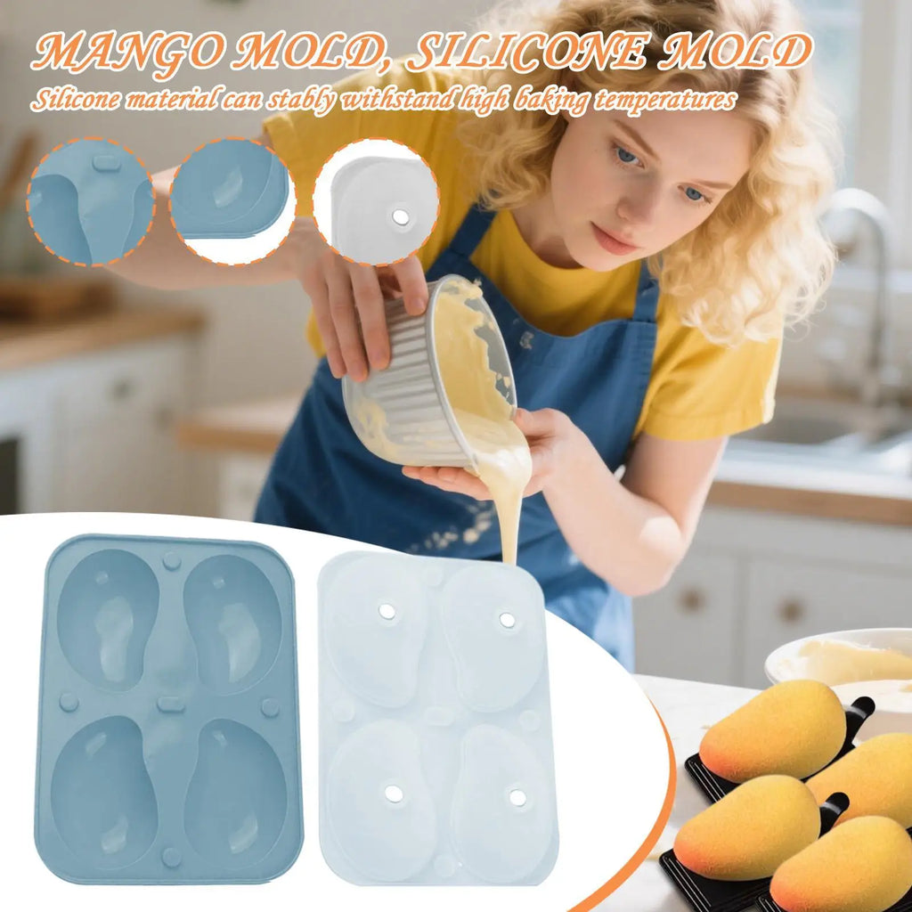 4-Cavity 3D Mango Silicone Mousse Mold – Cake, Jelly & Candy