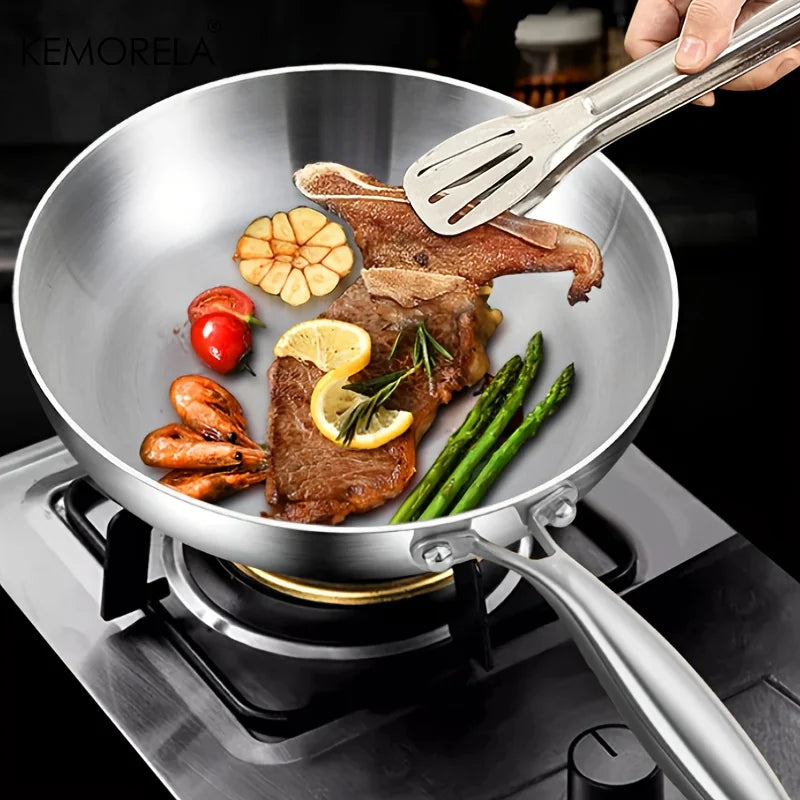 KEMORELA 316 Stainless Steel Frying Pan & Silicone Spatula