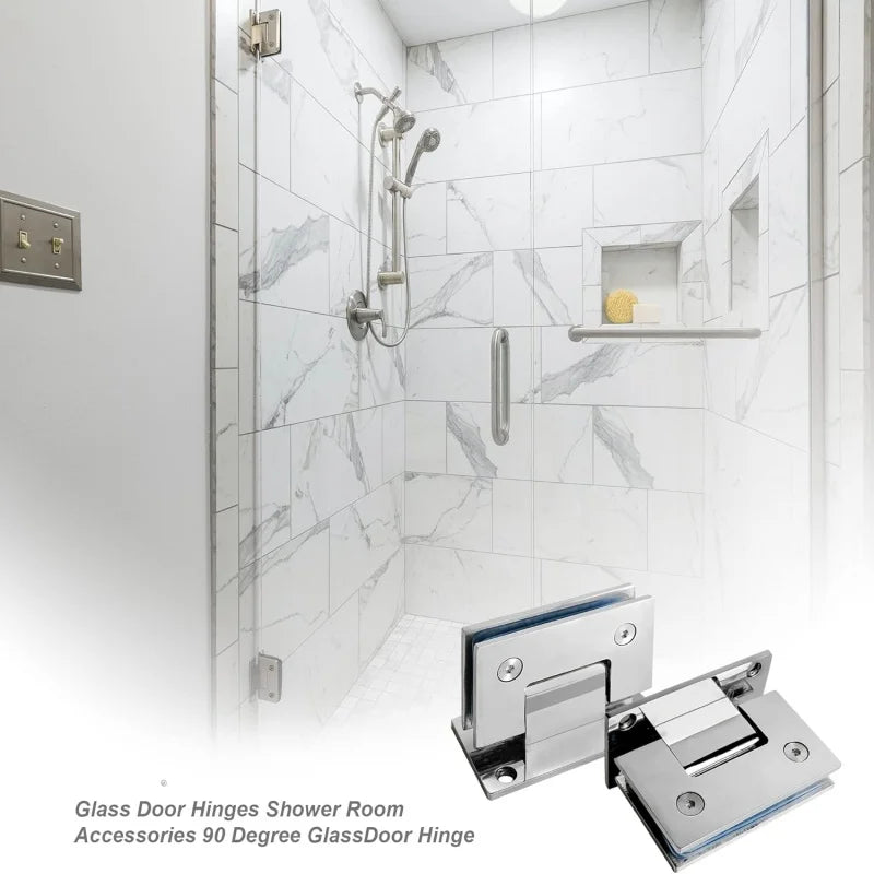 90° Frameless Glass Shower Door Hinges | 304 Stainless Steel