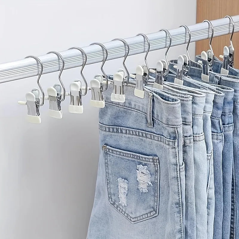 10 Metal Pants Hangers with Clips – Space-Saving Closet Organizer