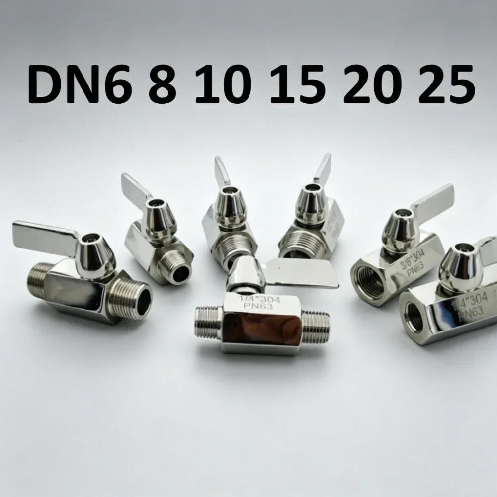 304 Stainless Steel Mini Ball Valve PN63 – Threaded Two-Way