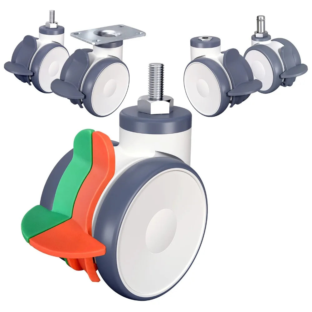 4-Pack 1.5" Flat Plastic Casters for Planters & Cabinets